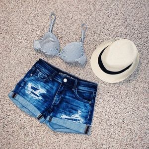 navy & white striped bikini top 💙